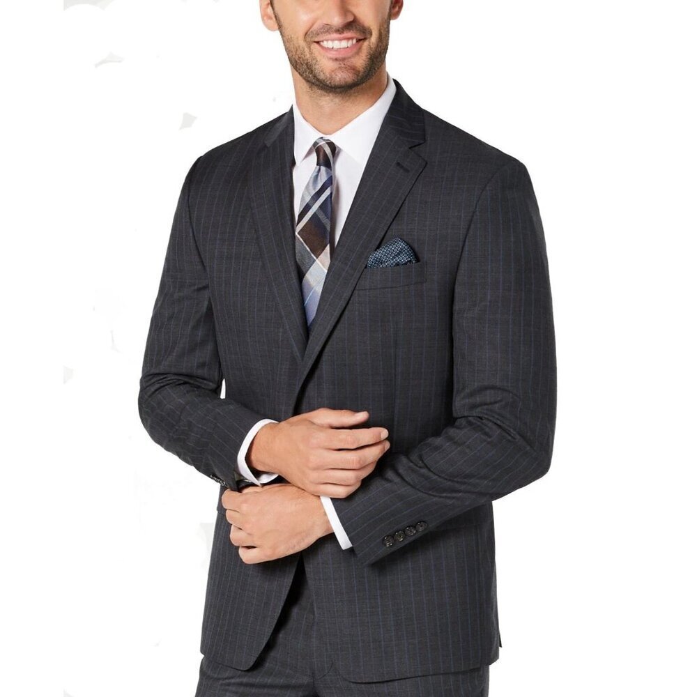 NEW Joseph & Feiss Men's 38R Black Pinstripe Blazer 100% Wool